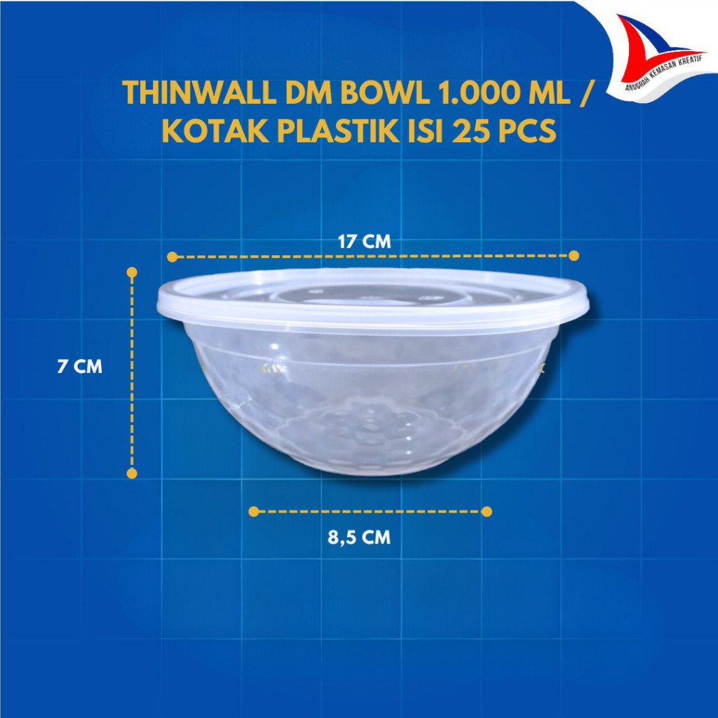 Thinwall Dm Bowl 1.000 Ml / Kotak Plastik Isi 25 Pcs