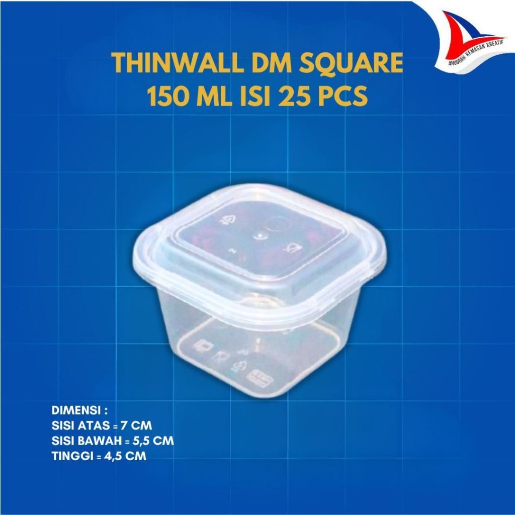 Thinwall Dm Square 150 Ml / Kotak Plastik Isi 25 Pcs