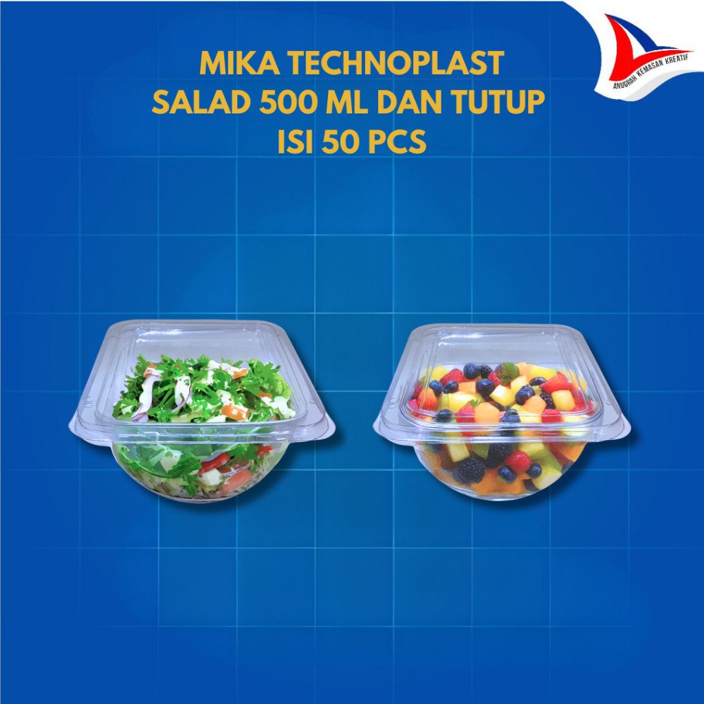 Mika Tray Salad/ Mangkok Es Buah/ Tray Dessert 500 ml Mika Mangkok Salad Es Teler Es Krim isi 50 Pcs