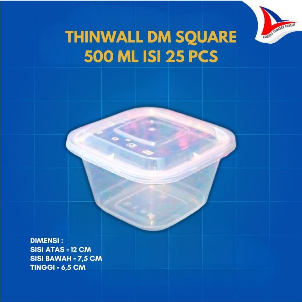 Thinwall Dm Square 500 Ml / Kotak Plastik Isi 25 Pcs
