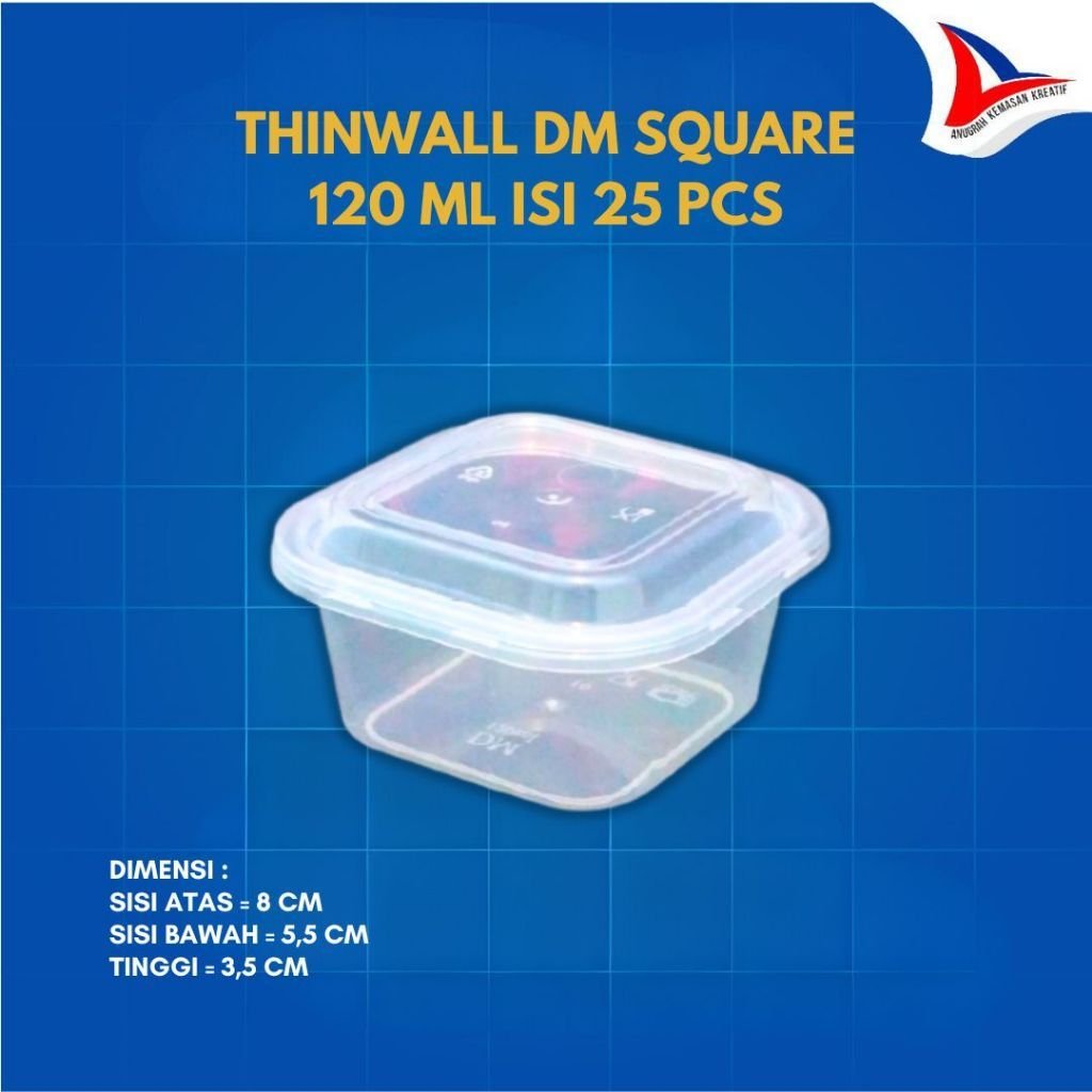 Thinwall Dm Square 120 Ml / Kotak Plastik Isi 25 Pcs