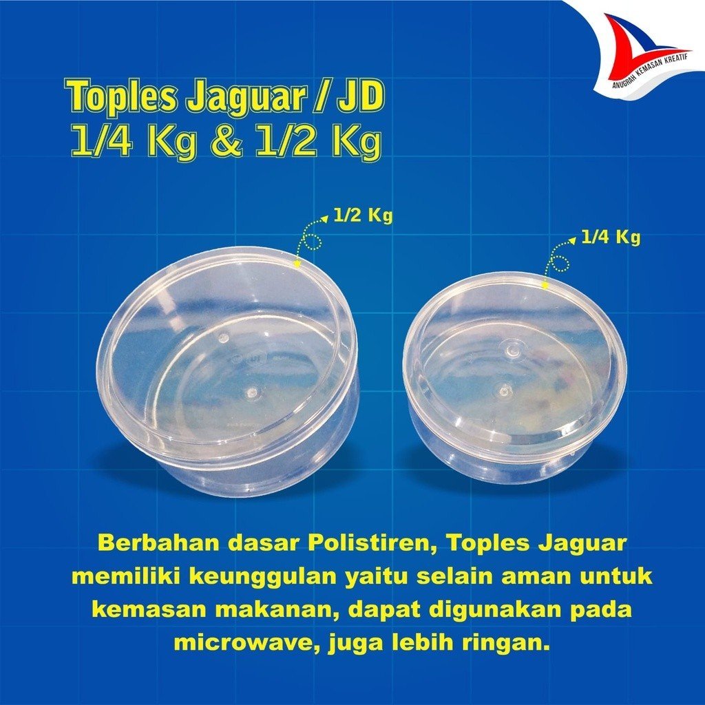 Toples Jaguar Jd 1/4 Kg Bulat / Toples Bening Kue Kering / Toples Lebaran (12 Pcs)