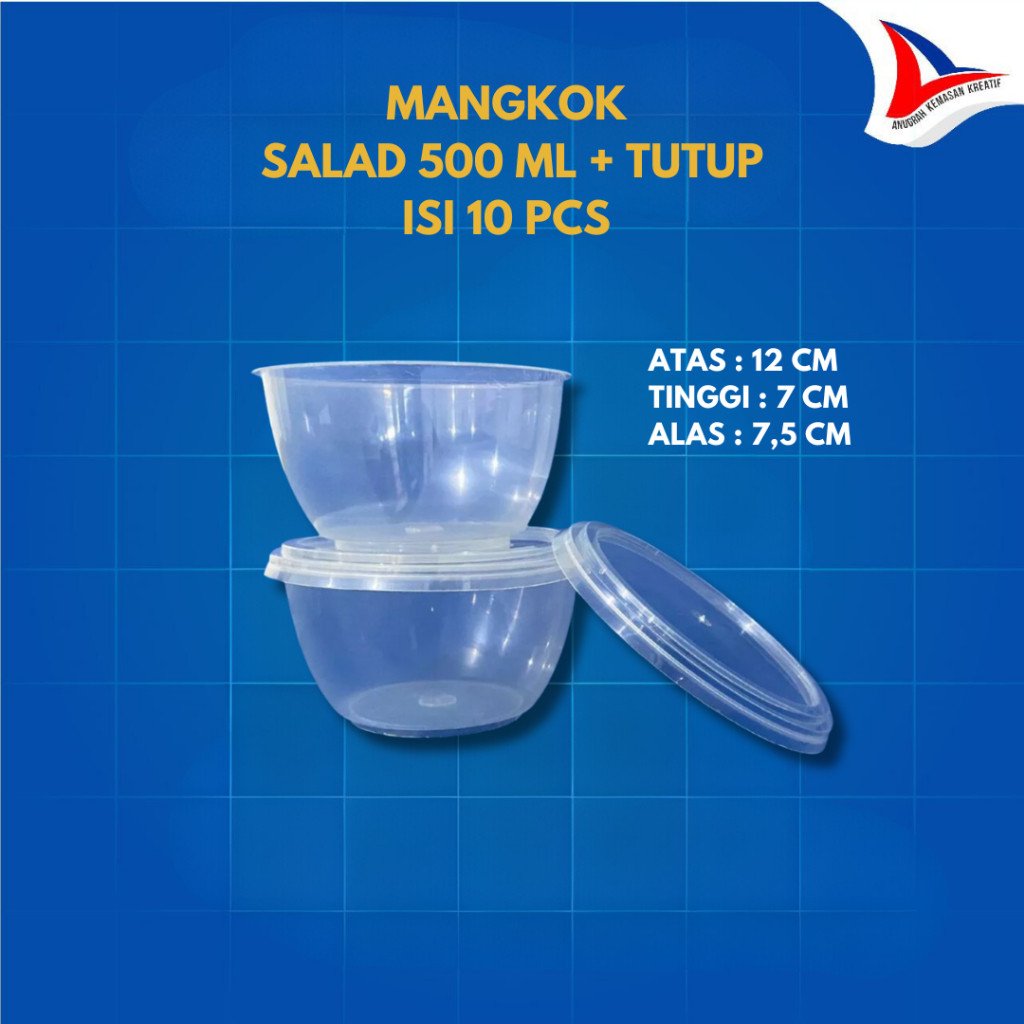 Mangkok Salad Mangkok Plastik 500 ML Mangkok Thinwall isi 10 Pcs