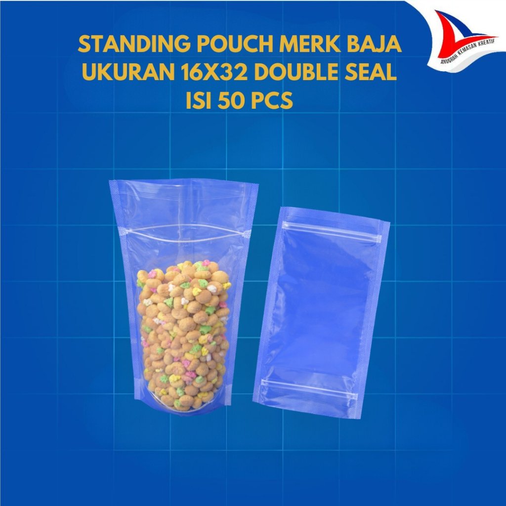 Plastik Pp Stand Pouch 1.000 Gr 16x32 Cm + Ziper / Kemasan Kantong Berdiri Isi 50 Pcs