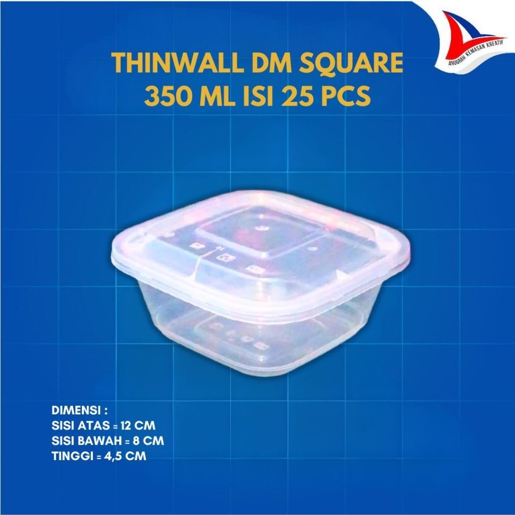 Thinwall Dm Square 350 Ml / Kotak Plastik Isi 25 Pcs