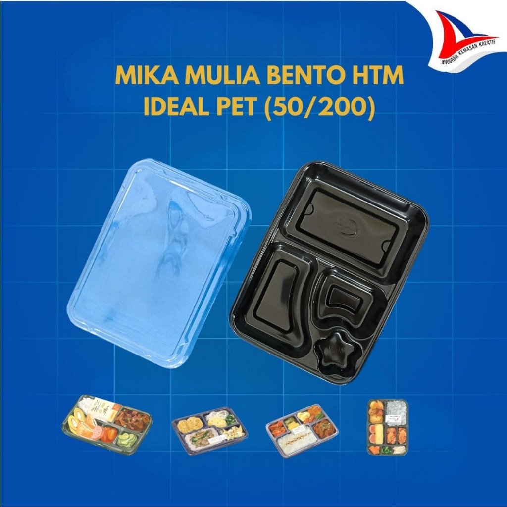 Mika Mulia Bento Hitam Ideal Pet / Kotak Makan Sekat Isi 50 Pcs