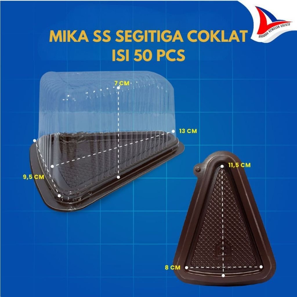 Mika Ss Segitiga Coklat / Cake Tray Segitiga Alas Coklat / Mika Kue Segitiga Isi 50 Pcs