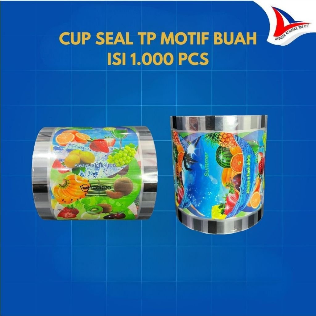 Cup Seal Tp Motif Buah / Plastik Sealer / Plastik Tutup Gelas Isi 1.000 Pcs