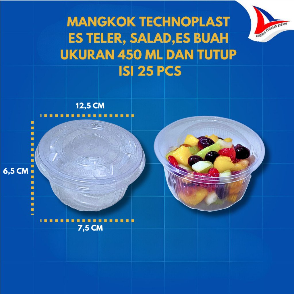 Mika Es Teler Salad Es Krim Technoplast Ukuran 450 ML isi 25 Pcs