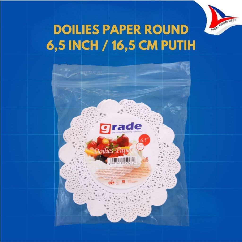 Doilies Paper Round 6,5 Inch / 16,5 Cm Putih Isi 250 Pcs