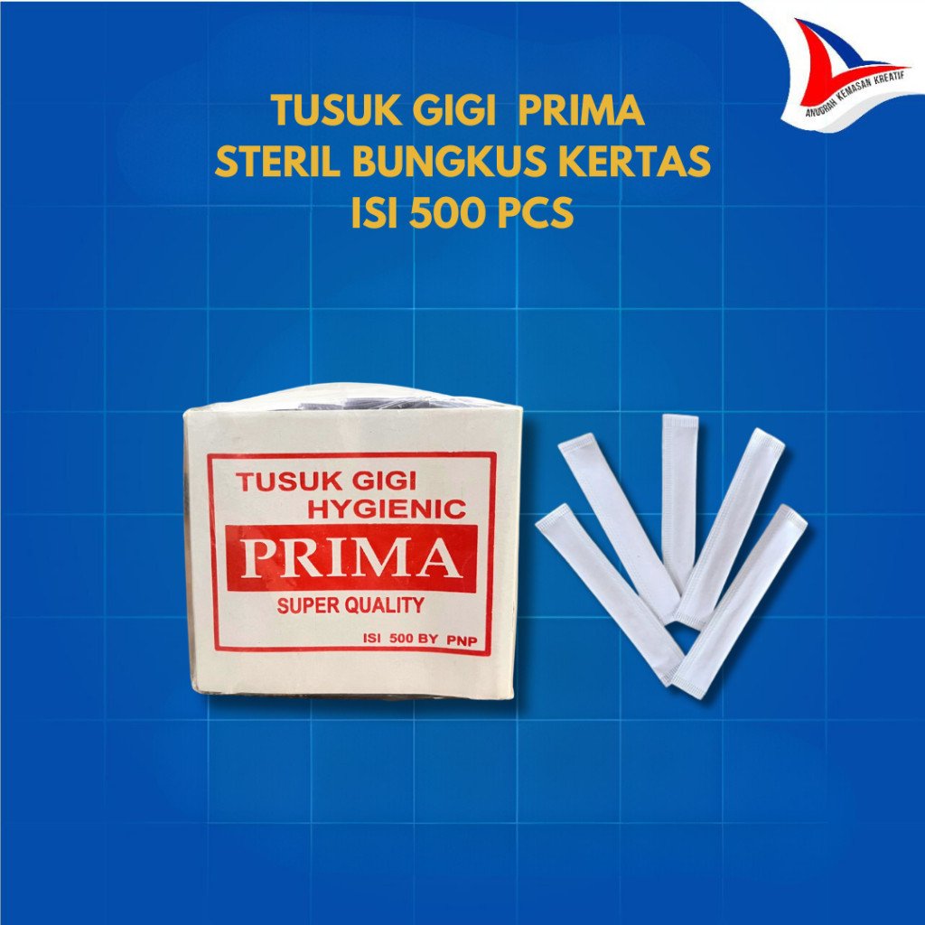 Tusuk Gigi Steril Bungkus Kertas Merk Prima isi 500 Pcs