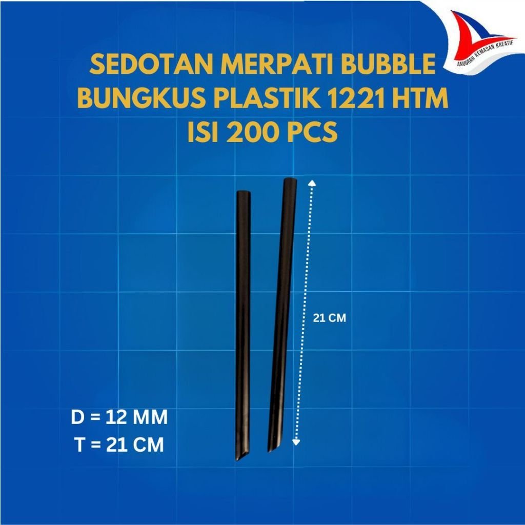 Sedotan Merpati Bubble Lancip Bungkus Plastik 1221 Hitam Isi 200 Pcs