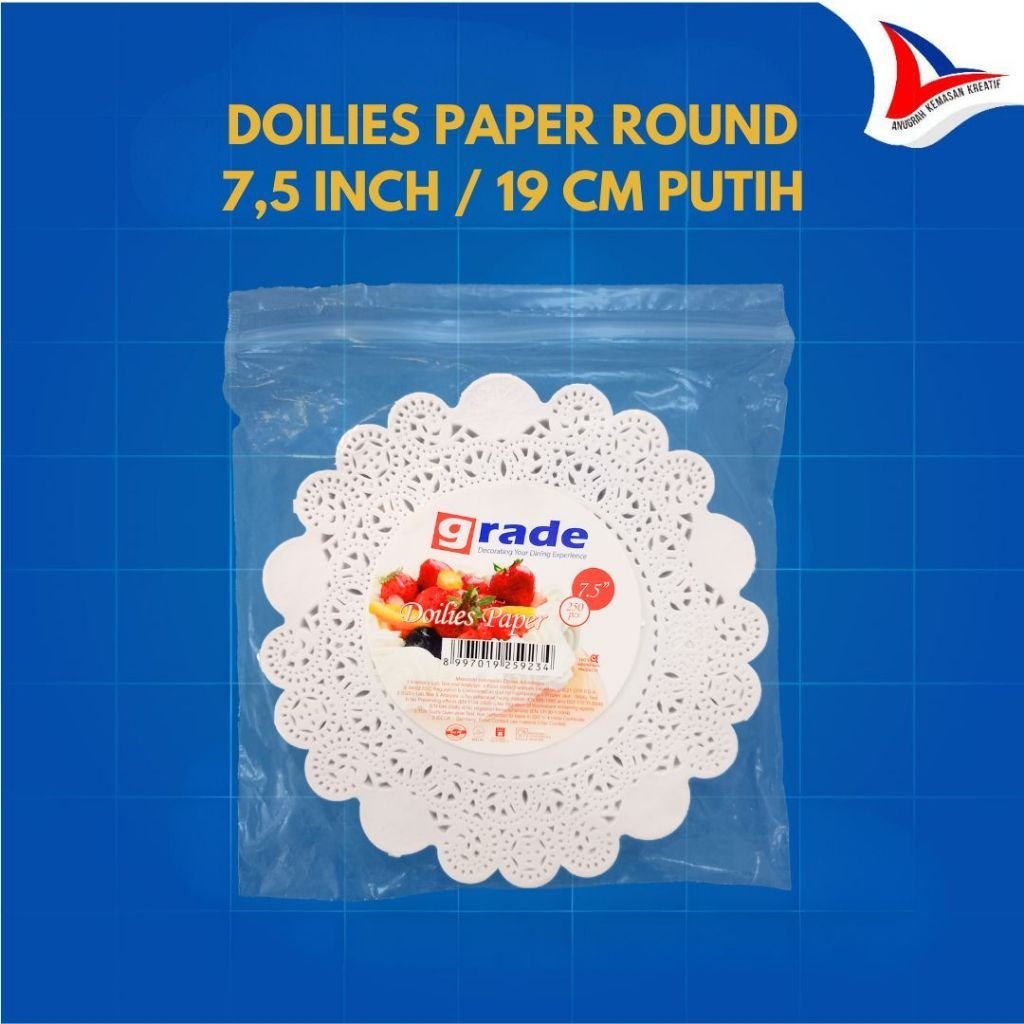 Doilies Paper Round 7,5 Inch / 19 Cm Putih Isi 250 Pcs