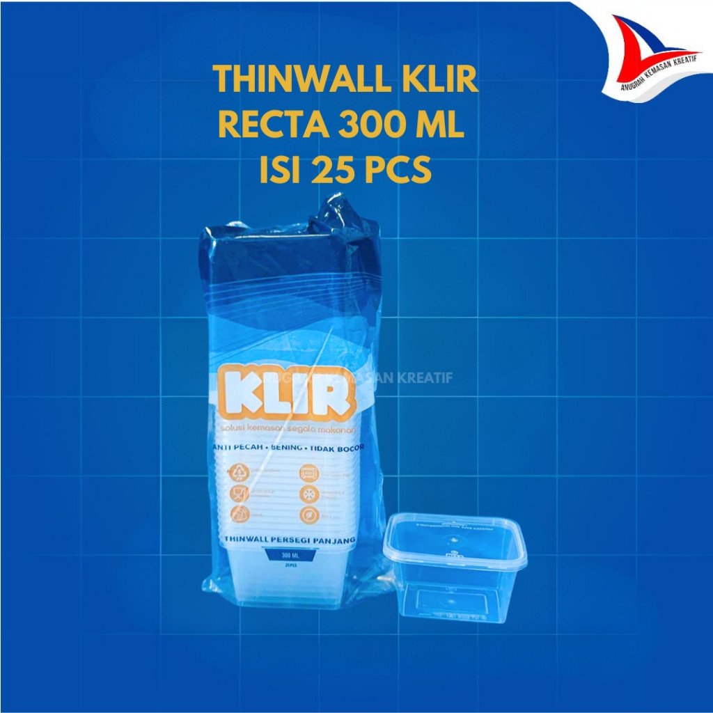 Thinwall Klir Recta 300 Ml / Kotak Plastik Isi 25 Pcs