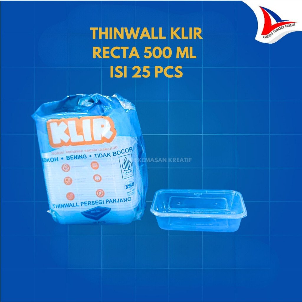 Thinwall Klir Recta 500 Ml / Kotak Plastik Isi 25 Pcs