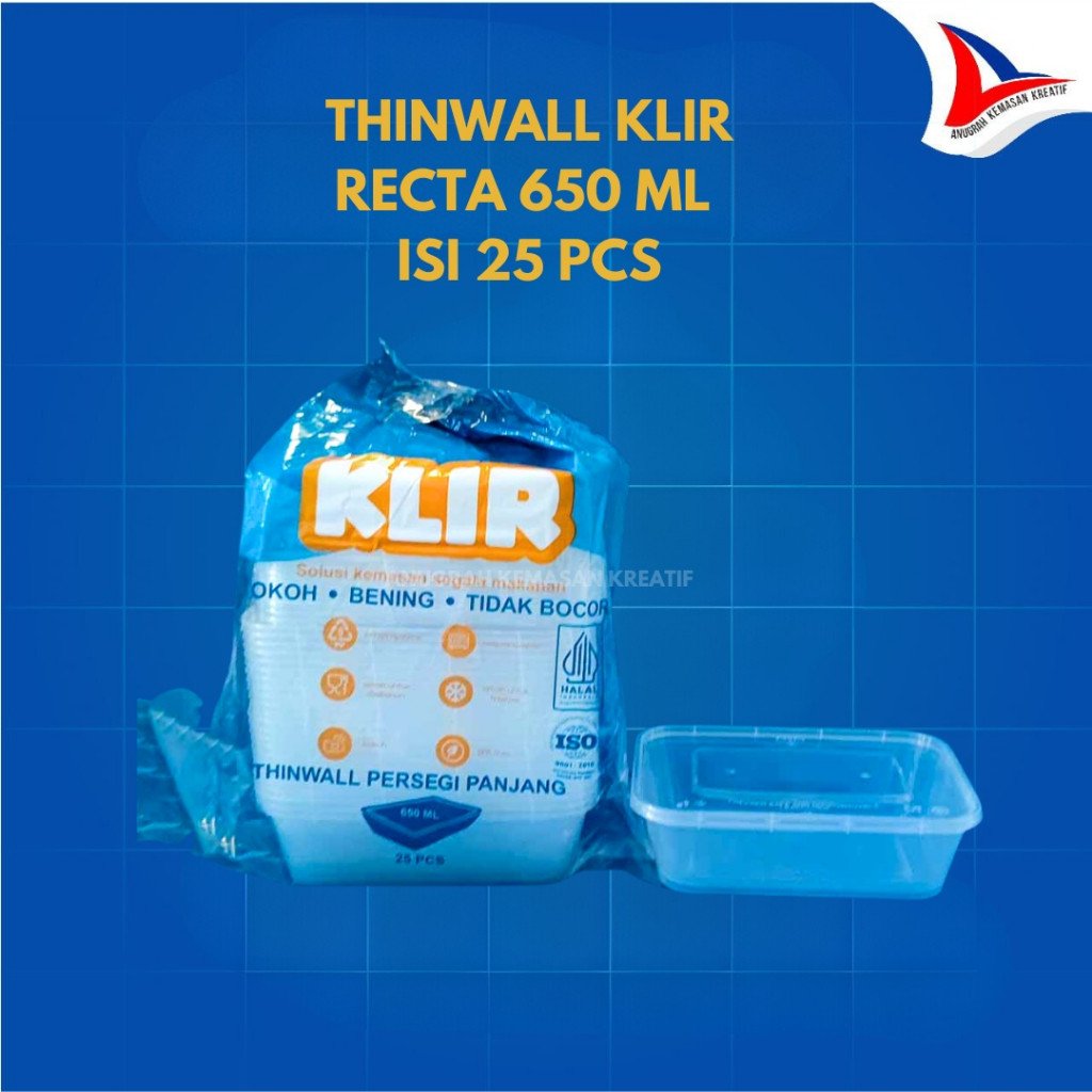 Thinwall Klir Recta 650 Ml / Kotak Plastik Isi 25 Pcs