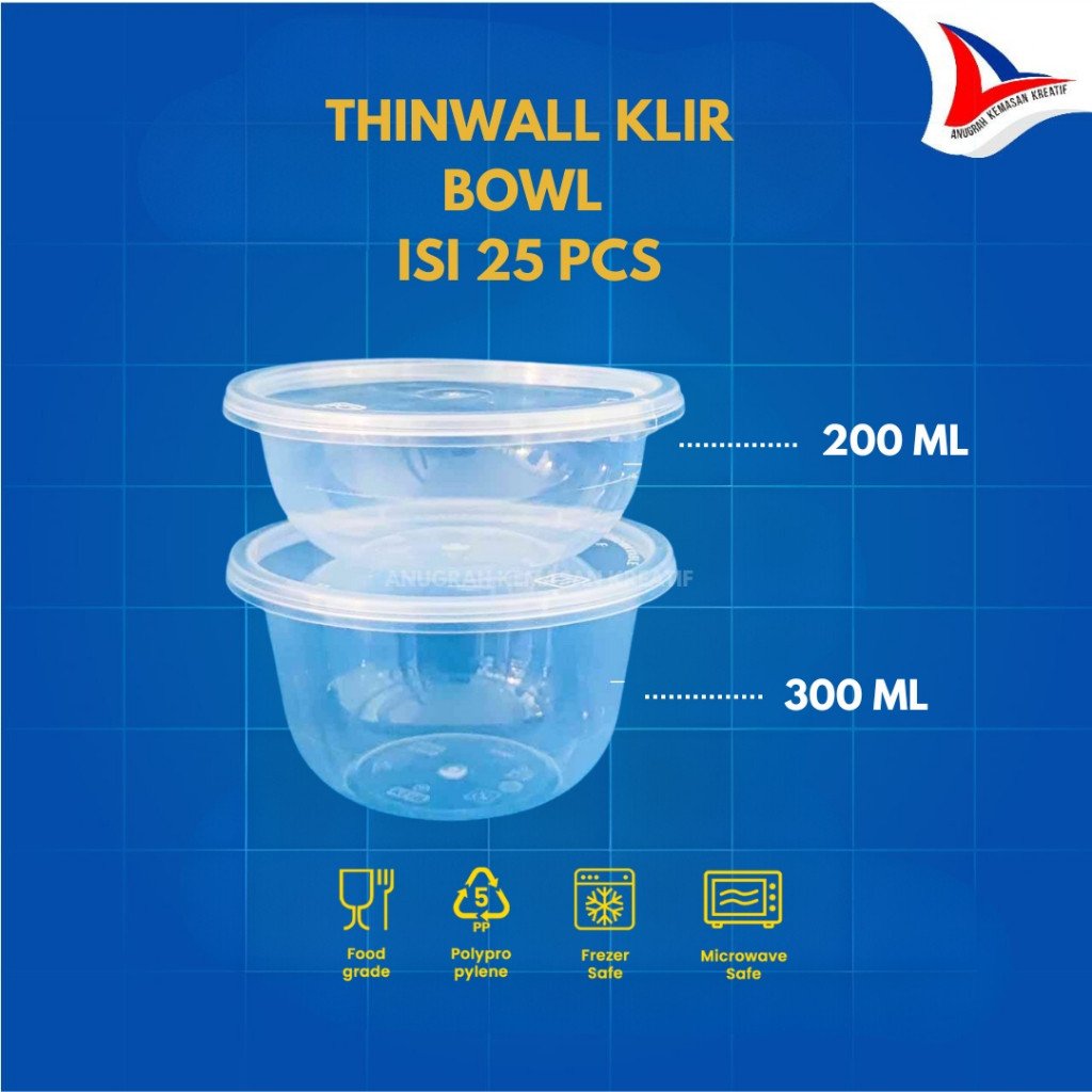 Thinwall Klir Bowl 200ml Mangkok  Plastik Isi 25 Pcs