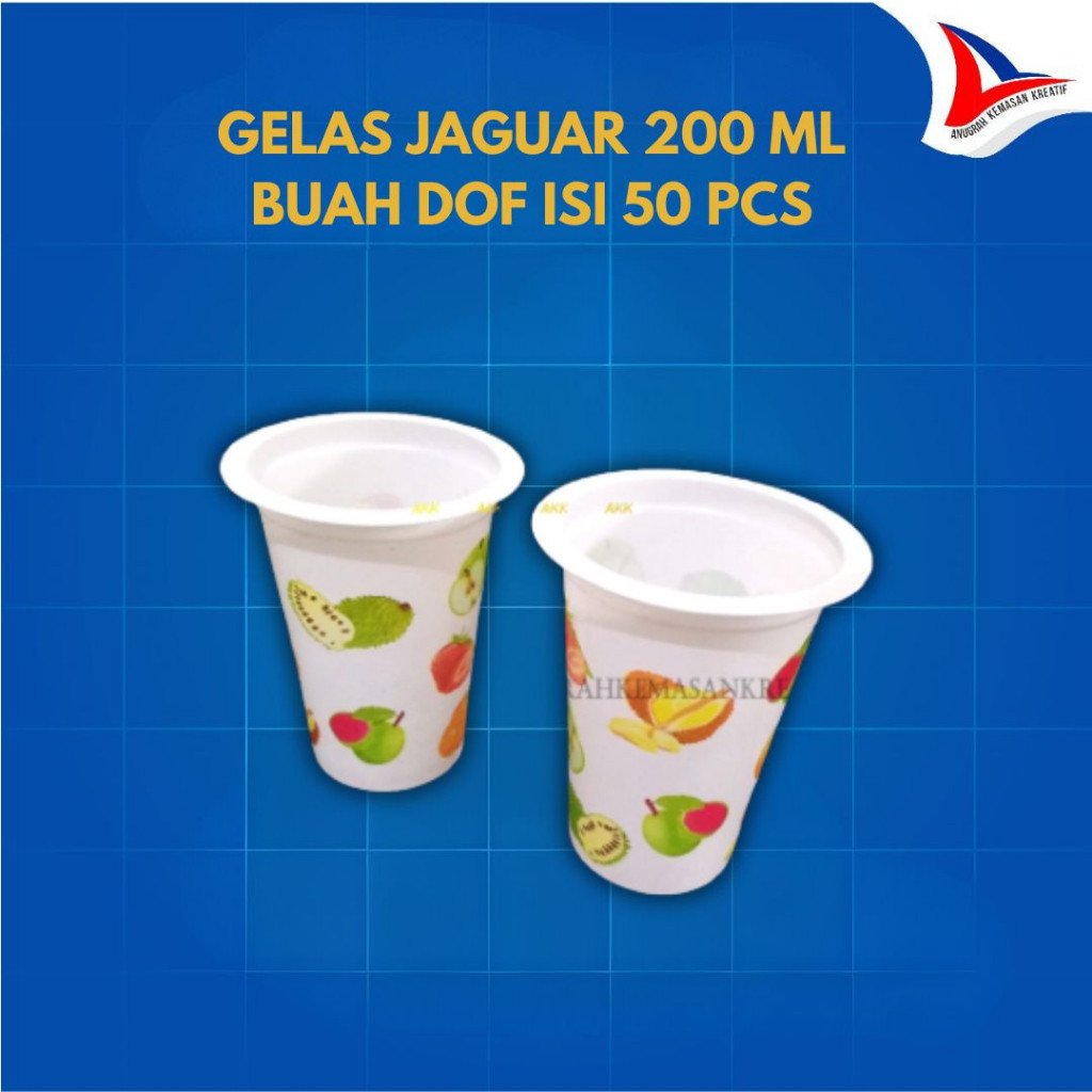 Gelas Jaguar 200 Ml Buah Dof / Gelas Plastik Buah Isi 50 Pcs