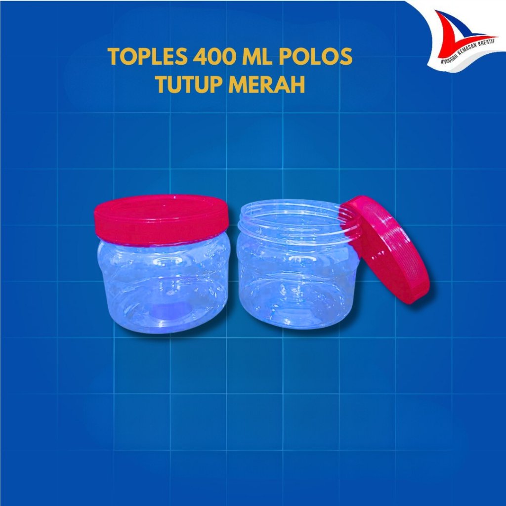 Toples 400 Ml Tutup Merah / Toples Plastik / Toples Lebaran (1 Pcs)