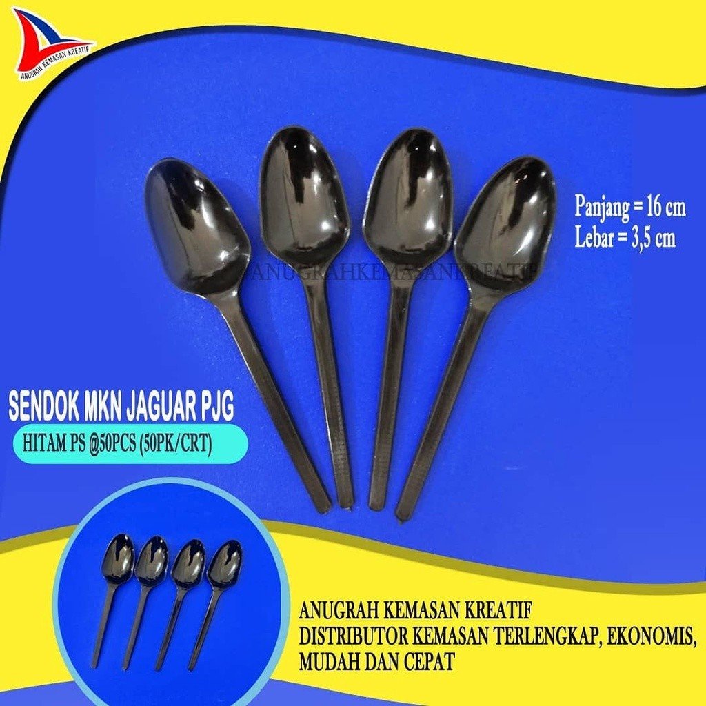 Sendok Makan Jaguar Warna Dan Hitam / Sendok Plastik Isi 50 Pcs