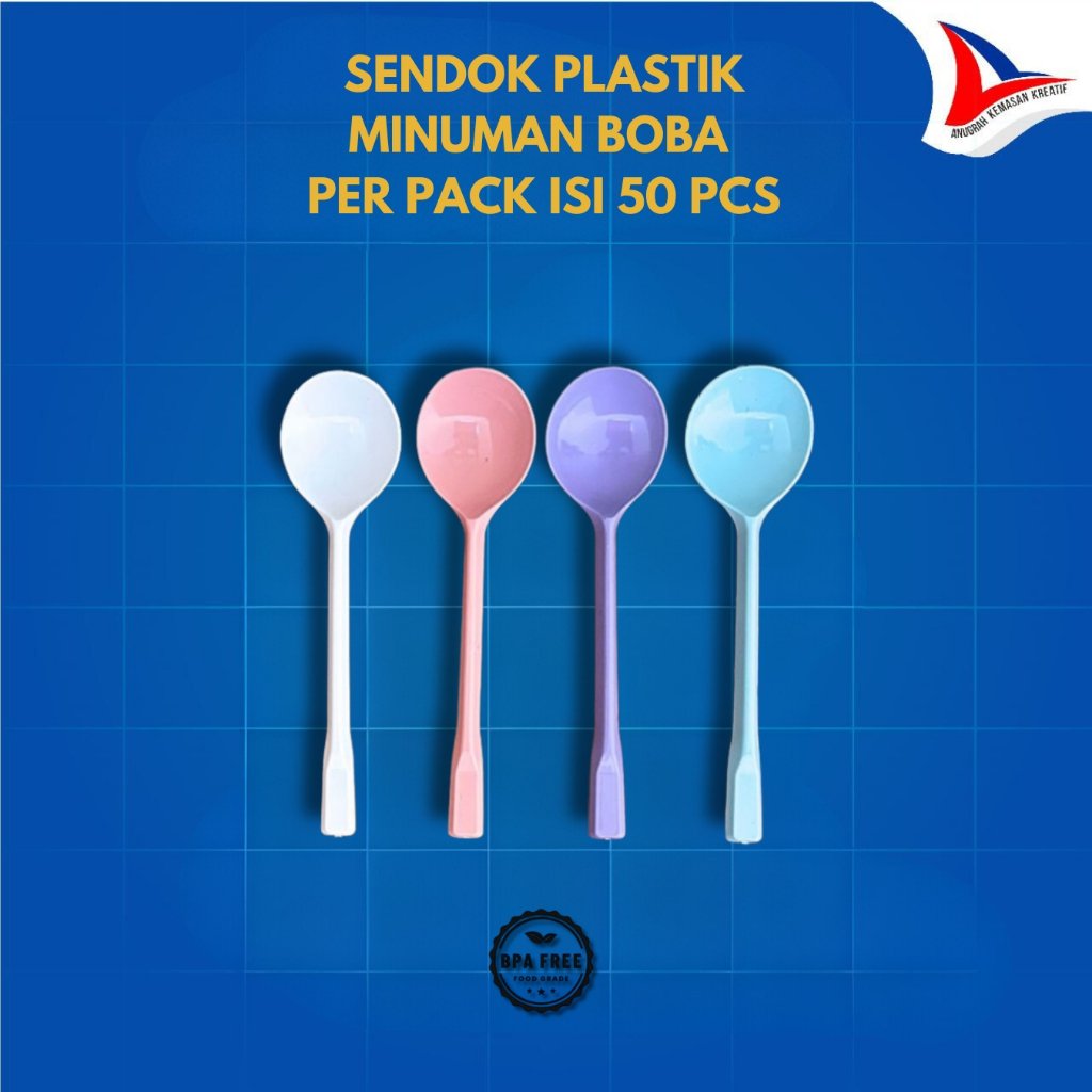 Sendok Boba Jaguar Isi 50 Pcs / Sendok Bubble Tea Besar, Sendok Minuman Thai Tea Dan Taro Cup