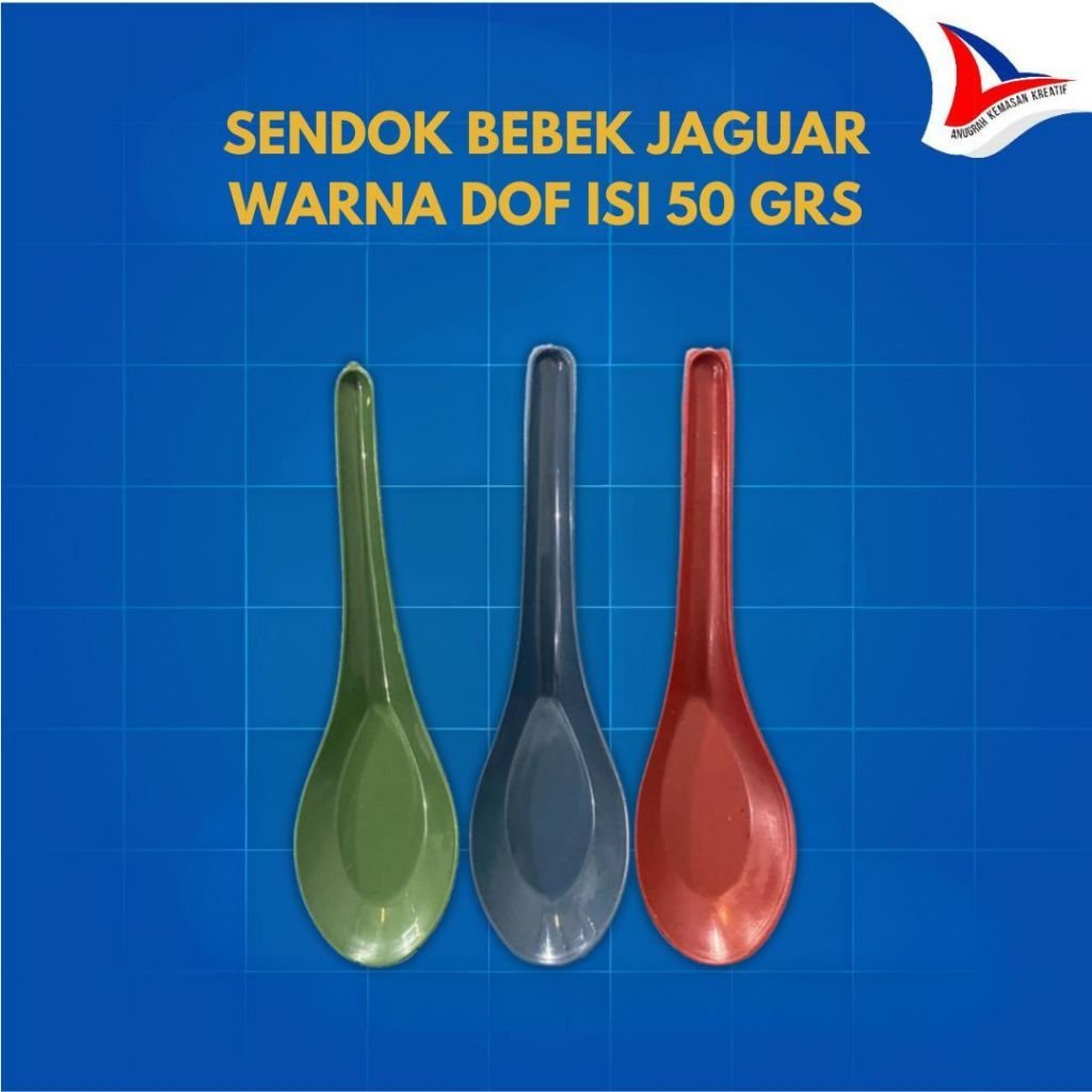 Sendok Bebek Jaguar Warna Doff Bening Pelangi Sendok Plastik Isi 50 Grs (1 Zak)