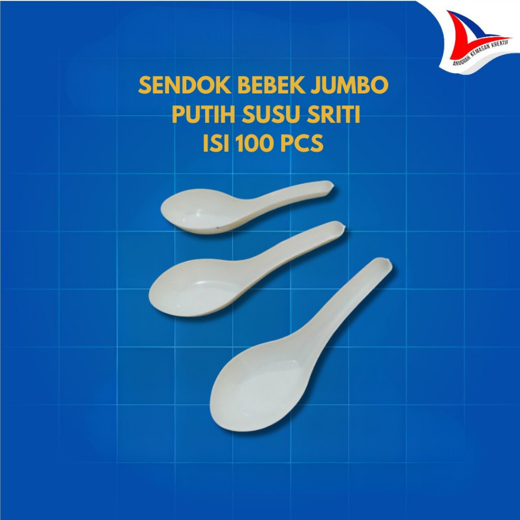 Sendok Bebek Jumbo Putih Doff Sriti / Sendok Bebek Plastik Isi 100 Pcs