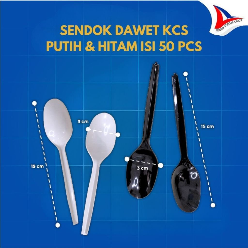 Sendok Dawet Kcs Putih Doff Dan Hitam / Sendok Plastik Isi 50 Pcs