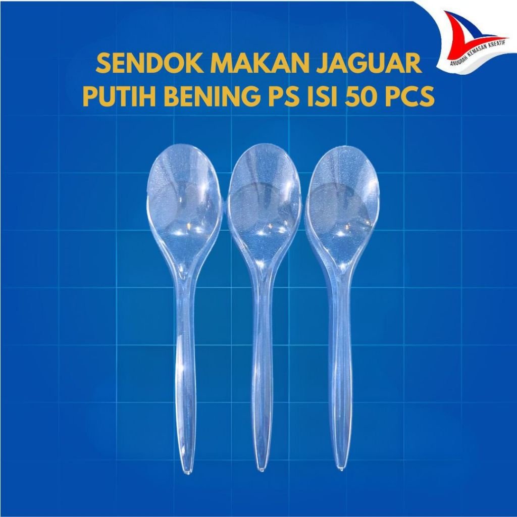 Sendok Makan Jaguar Putih Bening / Sendok Plastik Isi 50 Pcs