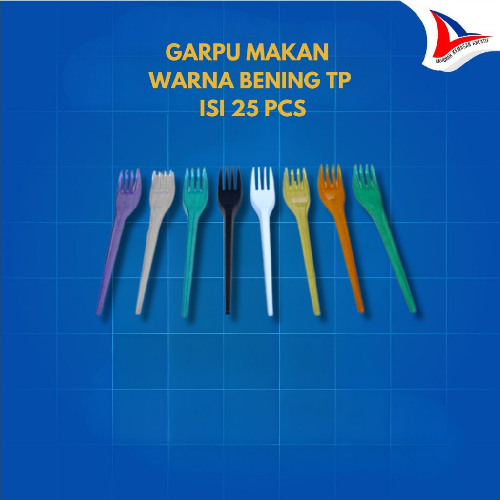 Garpu Makan Tecnhoplast Warna Biru Bening / Hijau Bening Isi 25 Pcs