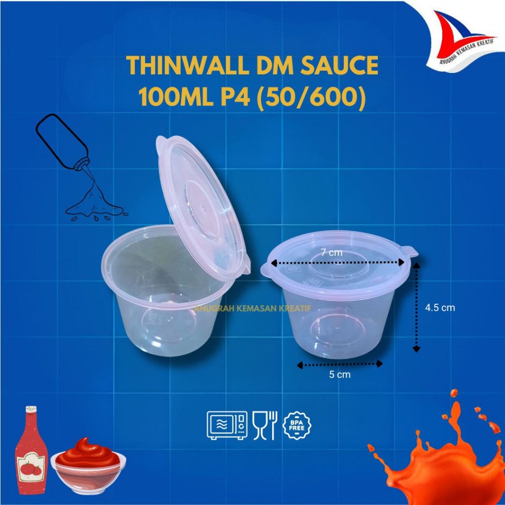 Thinwall DM Sauce 100 ml / Cup Saos Isi 50 Pcs