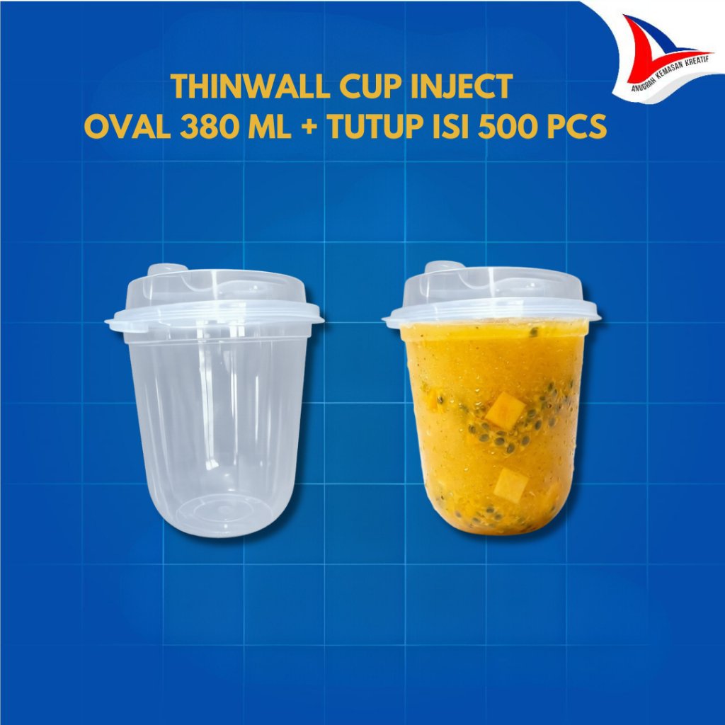 1 Karton Thinwall Cup Inject Merk DM 380 ml + Tutup Isi 500 Pcs