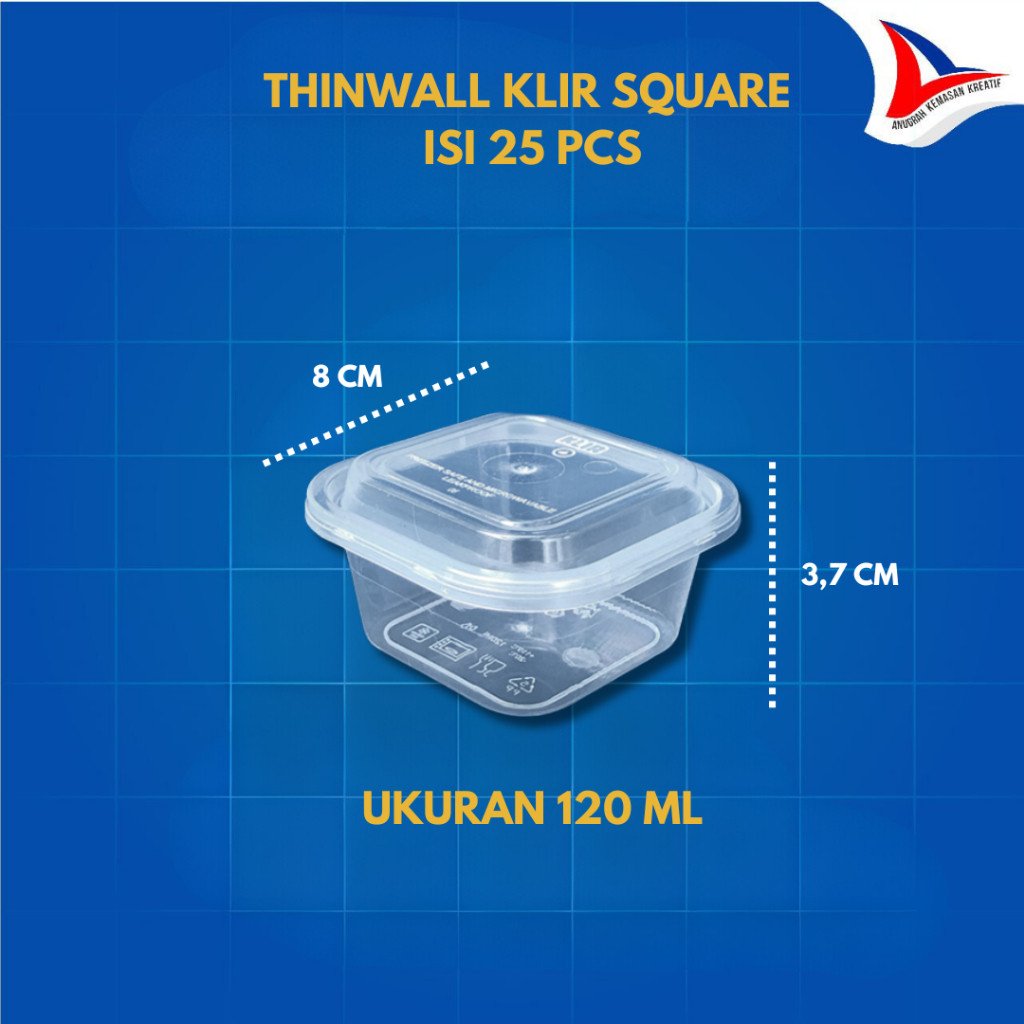 Thinwall Klir Square 120 ml 150 ml 350 ml 500 ml Plastik Wadah Plastik Kotak Isi 25 Pcs