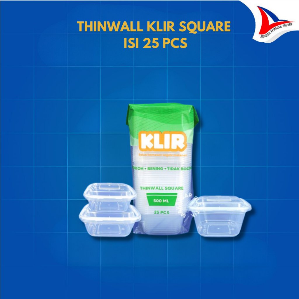 Thinwall Klir Square Kotak Plastik Persegi 120 ml 150 ml 350 ml 500 ml 600 ml 750 ml Isi 25 Pcs Dengan Tutup