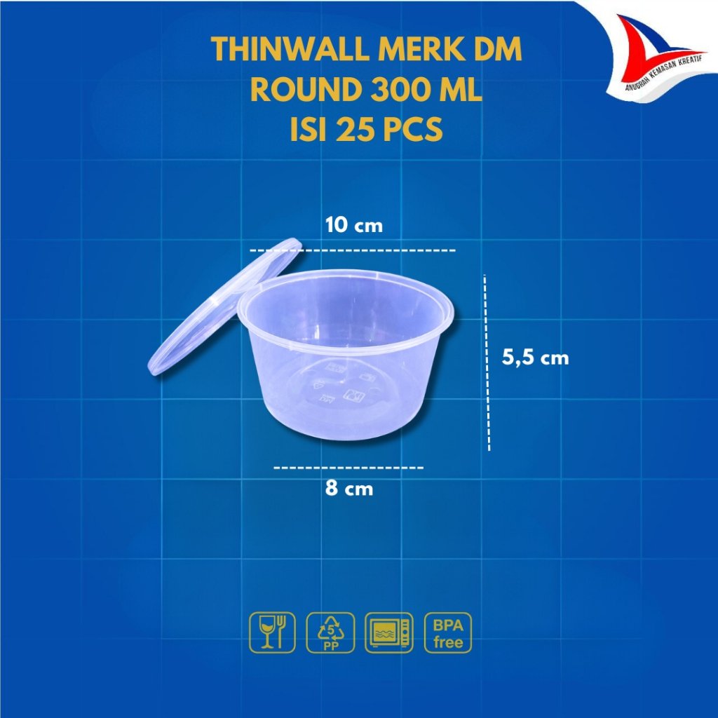 Thinwall DM Round 300 ml / Kotak Plastik Isi 25 Pcs