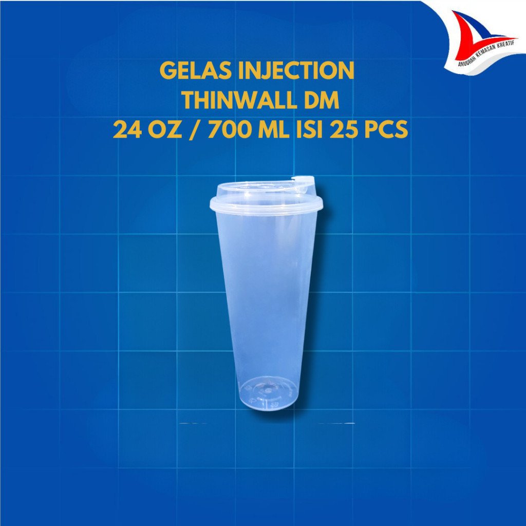 Thinwall Gelas Cup Inject DM Ukuran 500 ml 700 ml Injection Cup + Tutup Isi 25 Pcs