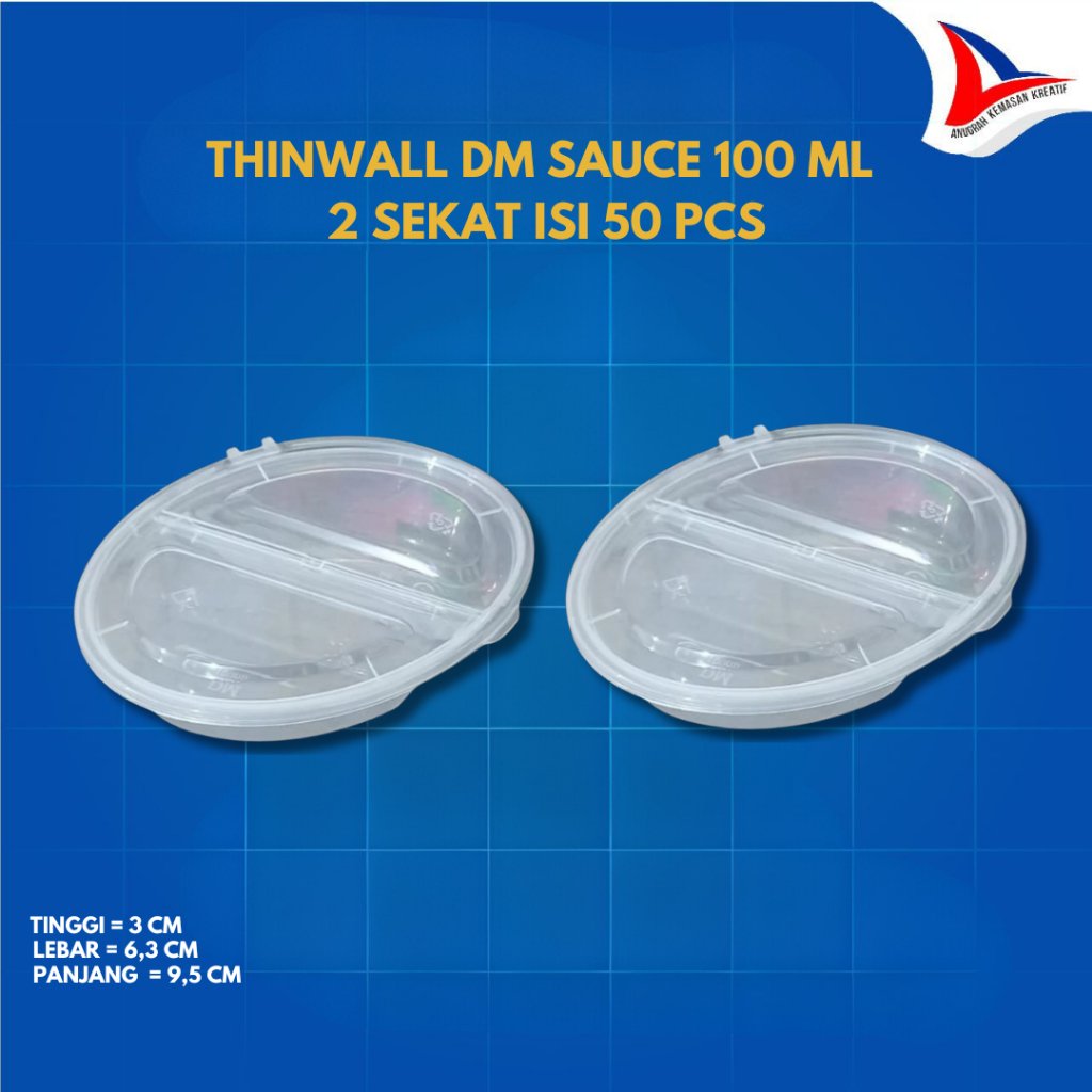 Thinwall DM Sauce Cup Sauce 70 ml 100 ml Sekat 2 Isi 50 Pcs