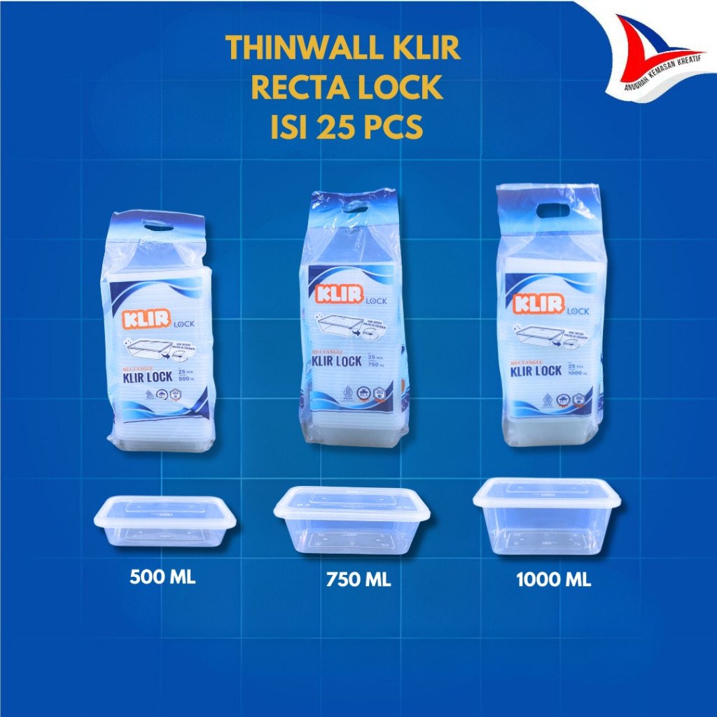 Thinwall Klir Recta Lock / Kotak Plastik Isi 25 Pcs