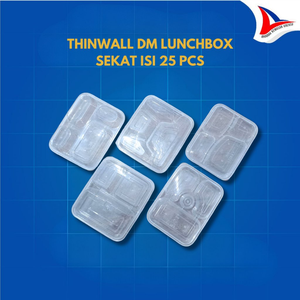 Thinwall DM Lunch Box Sekat 4 / Box Nasi Kotak Makan Mika Bento Isi 25 Pcs