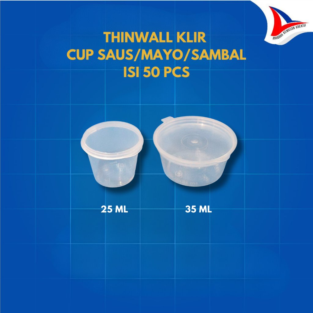 Thinwall Klir Sauce Cup Mayo Sambal 25 ml / 35 ml Anti Pecah Isi 50 Pcs