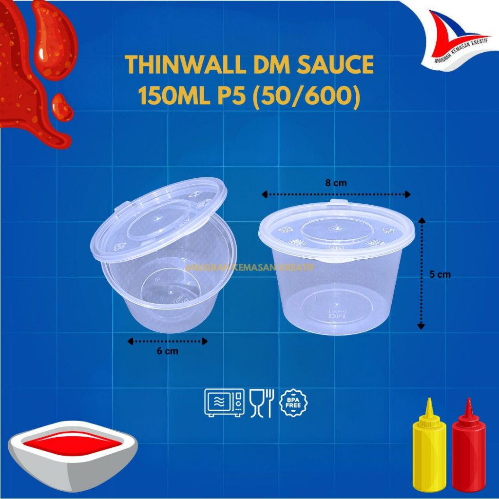 Thinwall DM Sauce 150 ml / Wadah Sambal Isi 50 Pcs