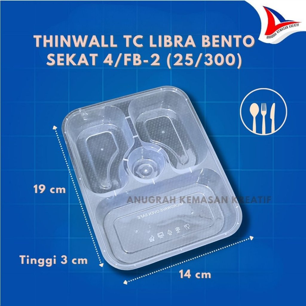Thinwall TC Libra Bento Sekat 4 / Fb - 2 Isi 25 Pcs