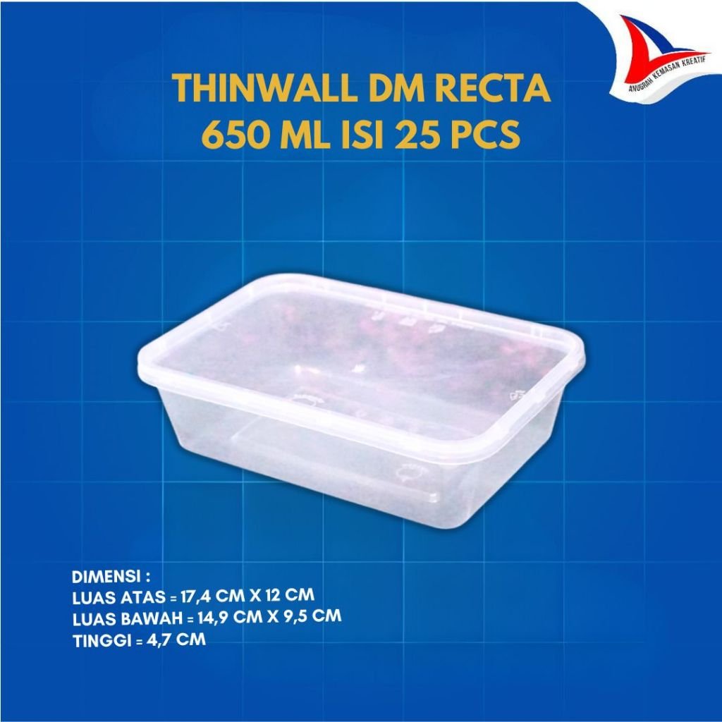 Thinwall DM Recta 650 ml / Kotak Plastik Isi 25 Pcs