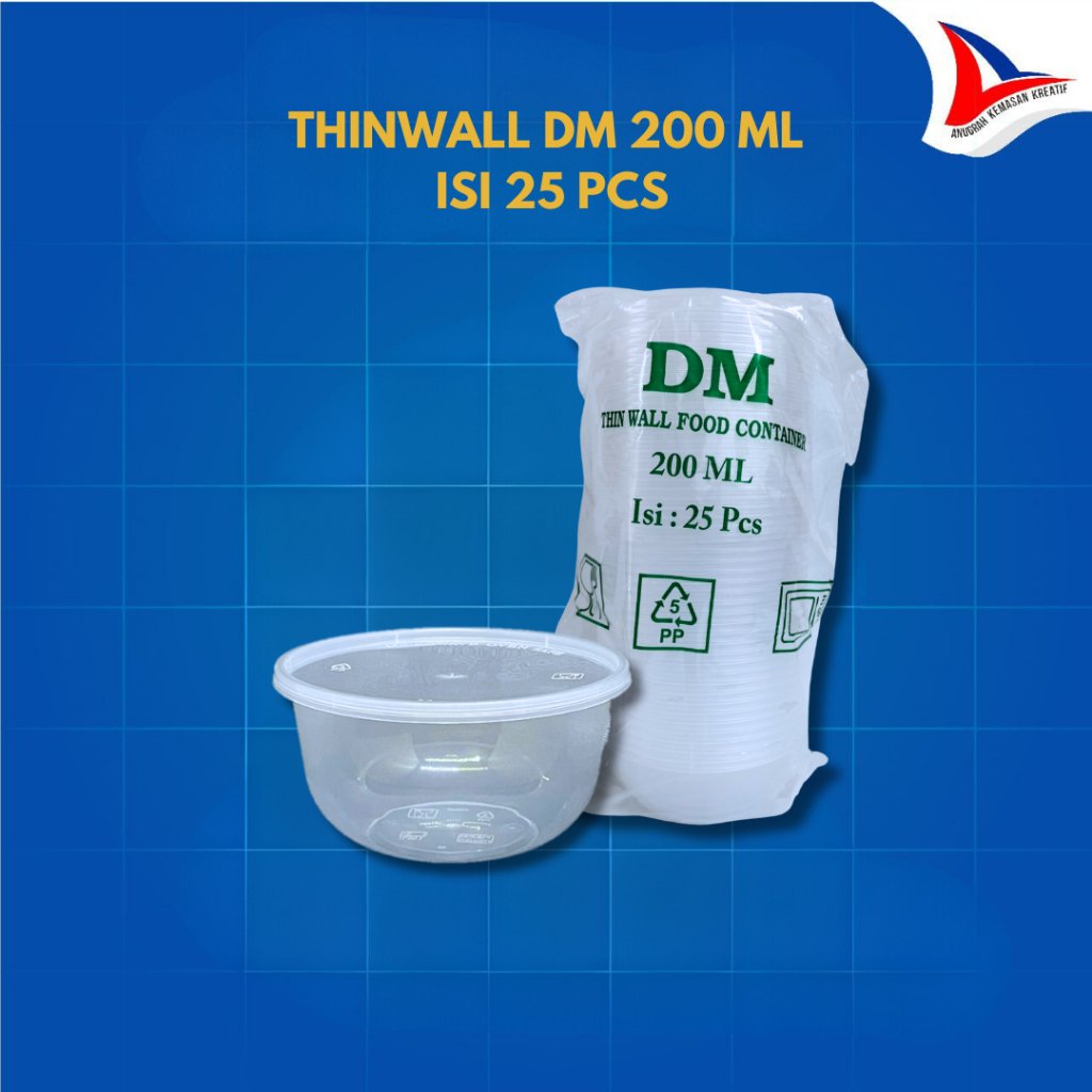 Thinwall DM Bowl 200 ml / Wadah Mangkok Plastik Isi 25 Pcs