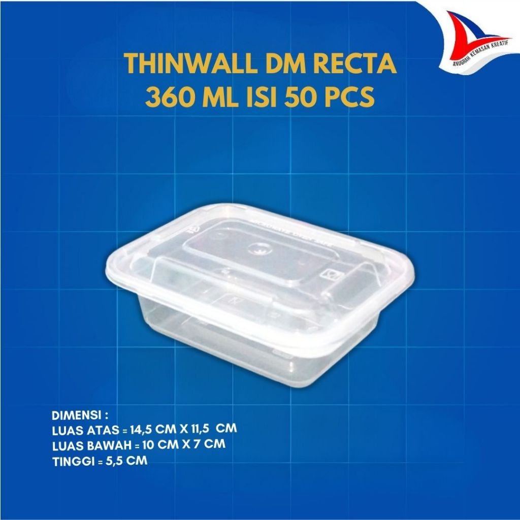 Thinwall DM Recta 360 ml / Kotak Plastik Isi 50 Pcs