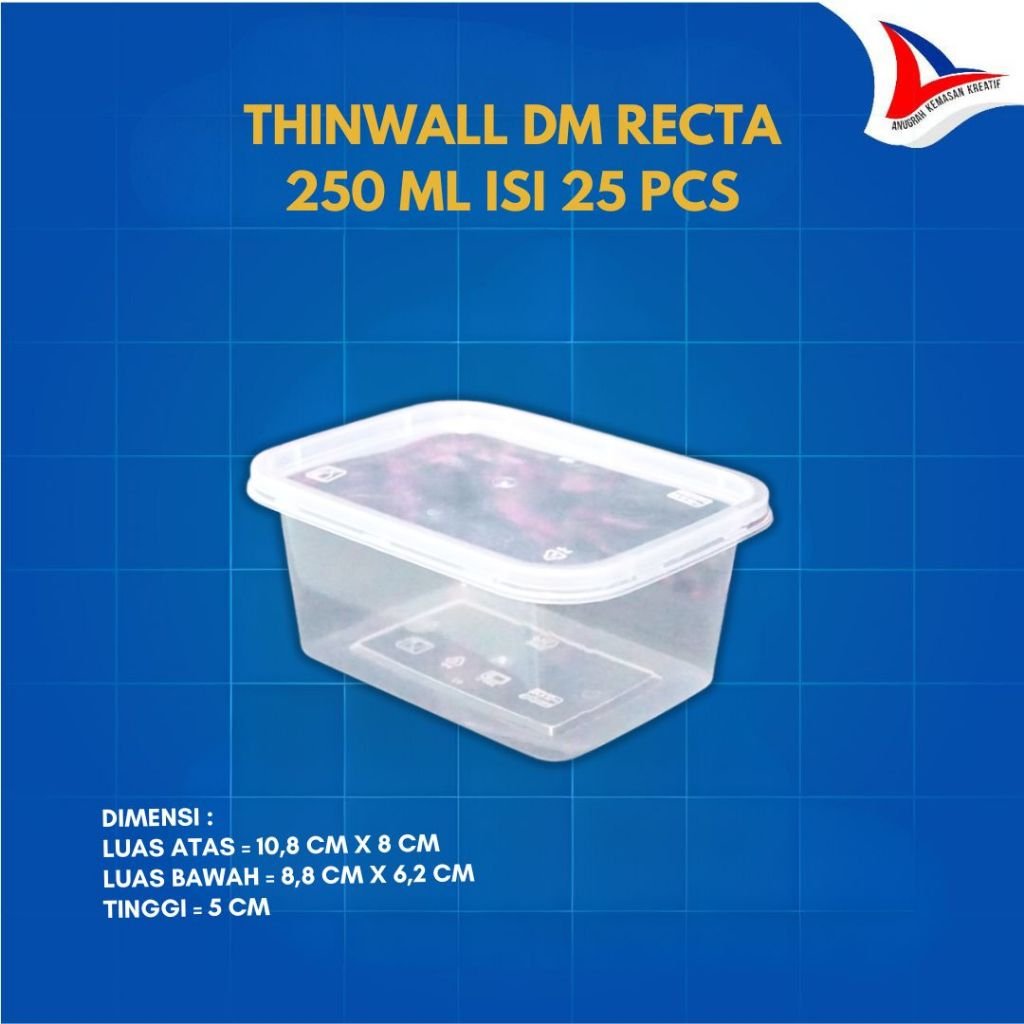 Thinwall DM Recta 250 ml / Kotak Plastik Isi 25 Pcs
