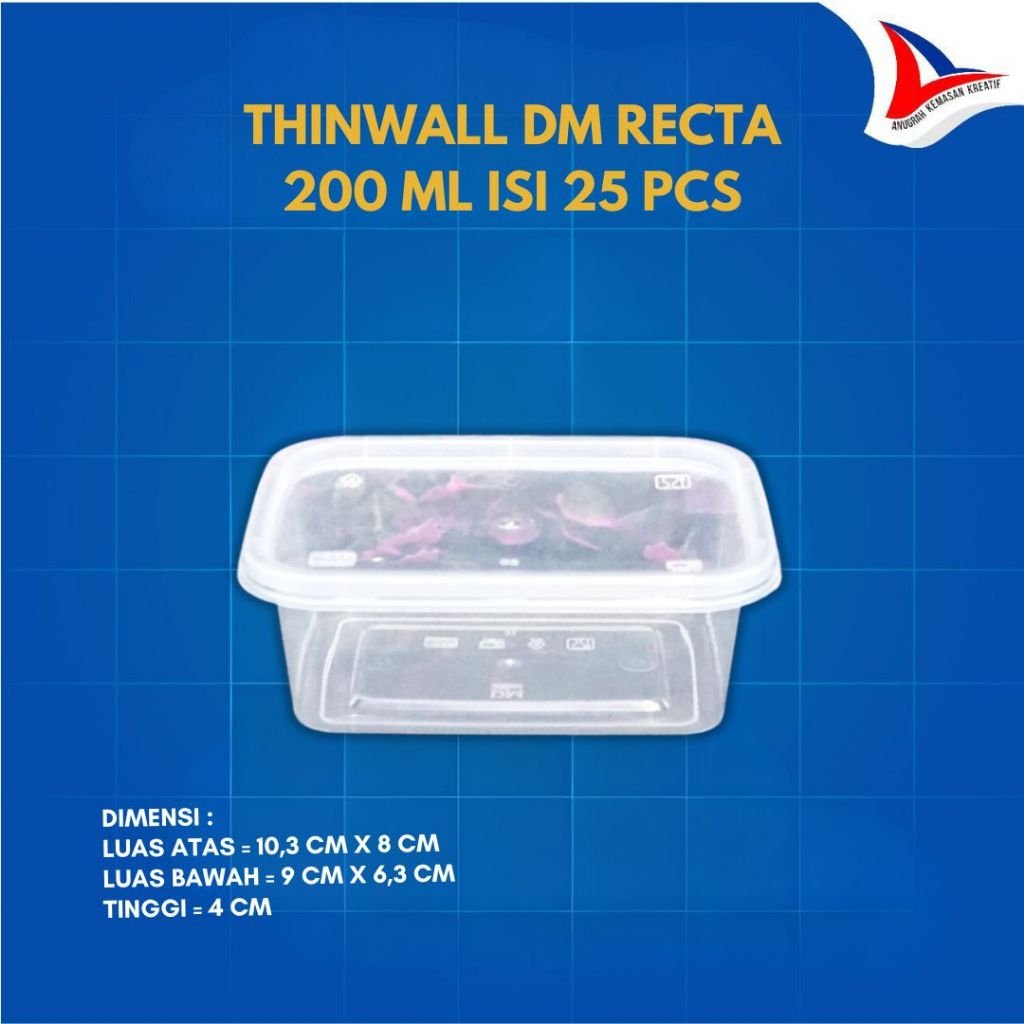 Thinwall DM Recta 200 ml / Kotak Plastik Isi 25 Pcs