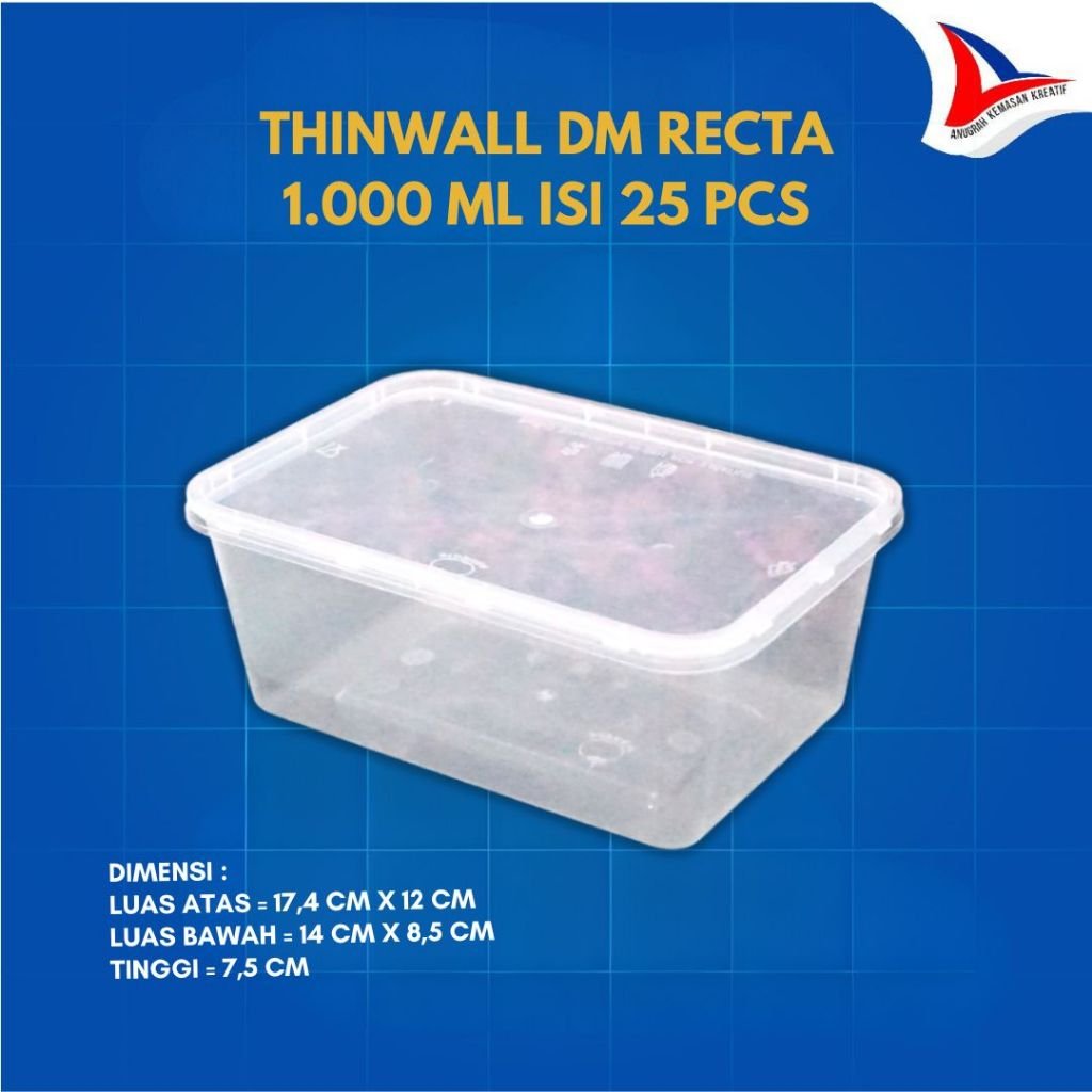 Thinwall DM Recta 1.000 ml / Kotak Plastik Isi 25 Pcs