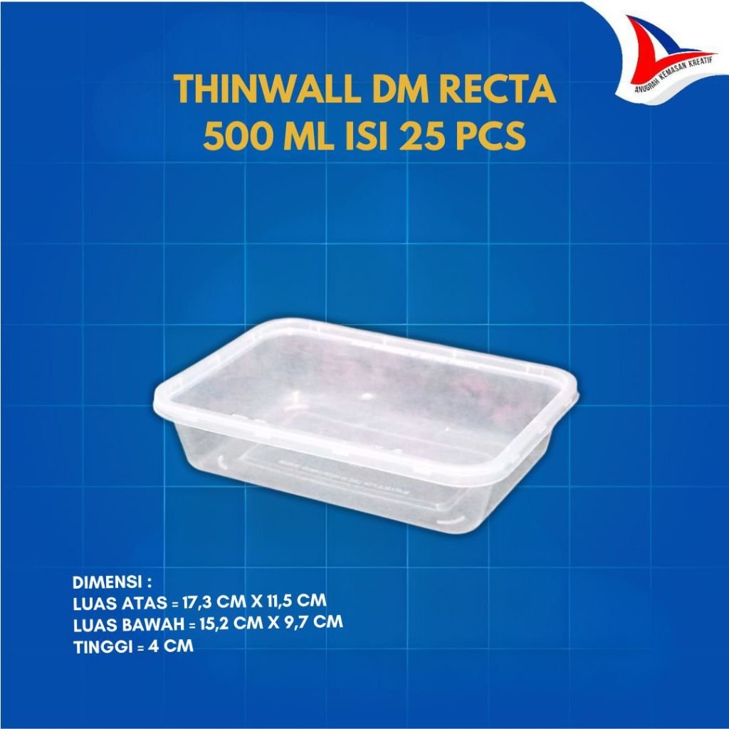 Thinwall DM Recta 500 ml / Kotak Plastik Isi 25 Pcs
