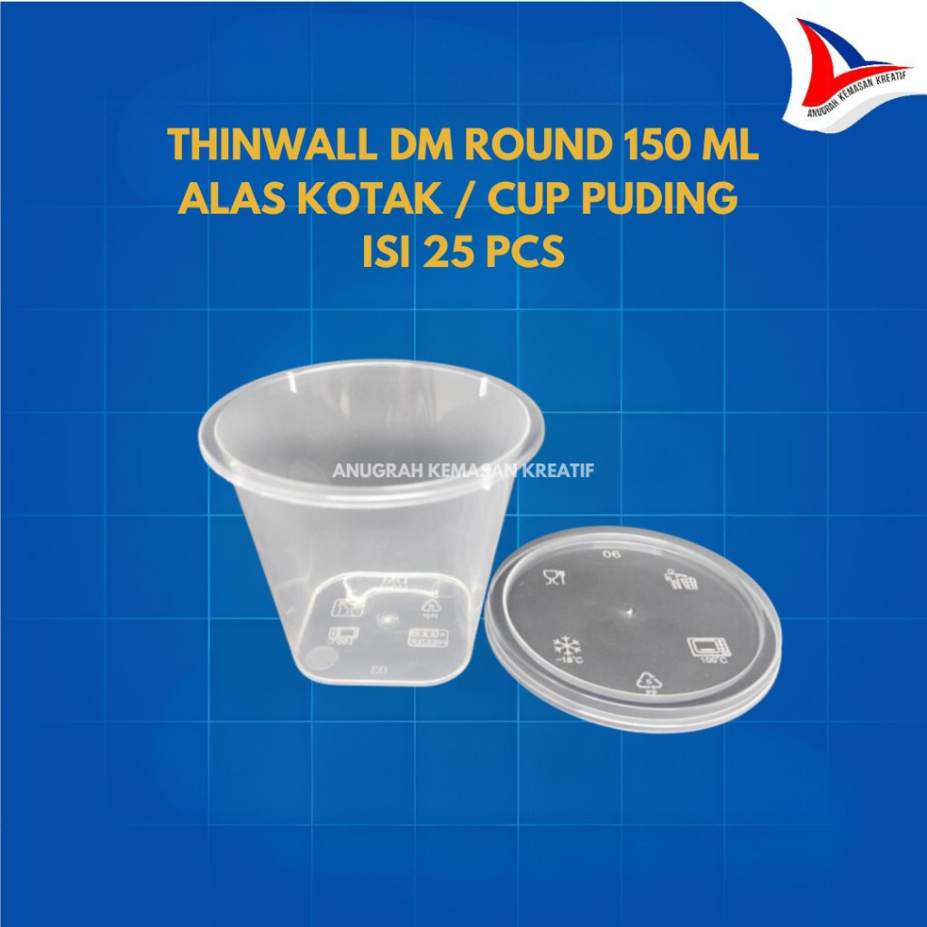 Thinwall DM Round 150 ml Alas Kotak / Cup Puding Isi 25 Pcs